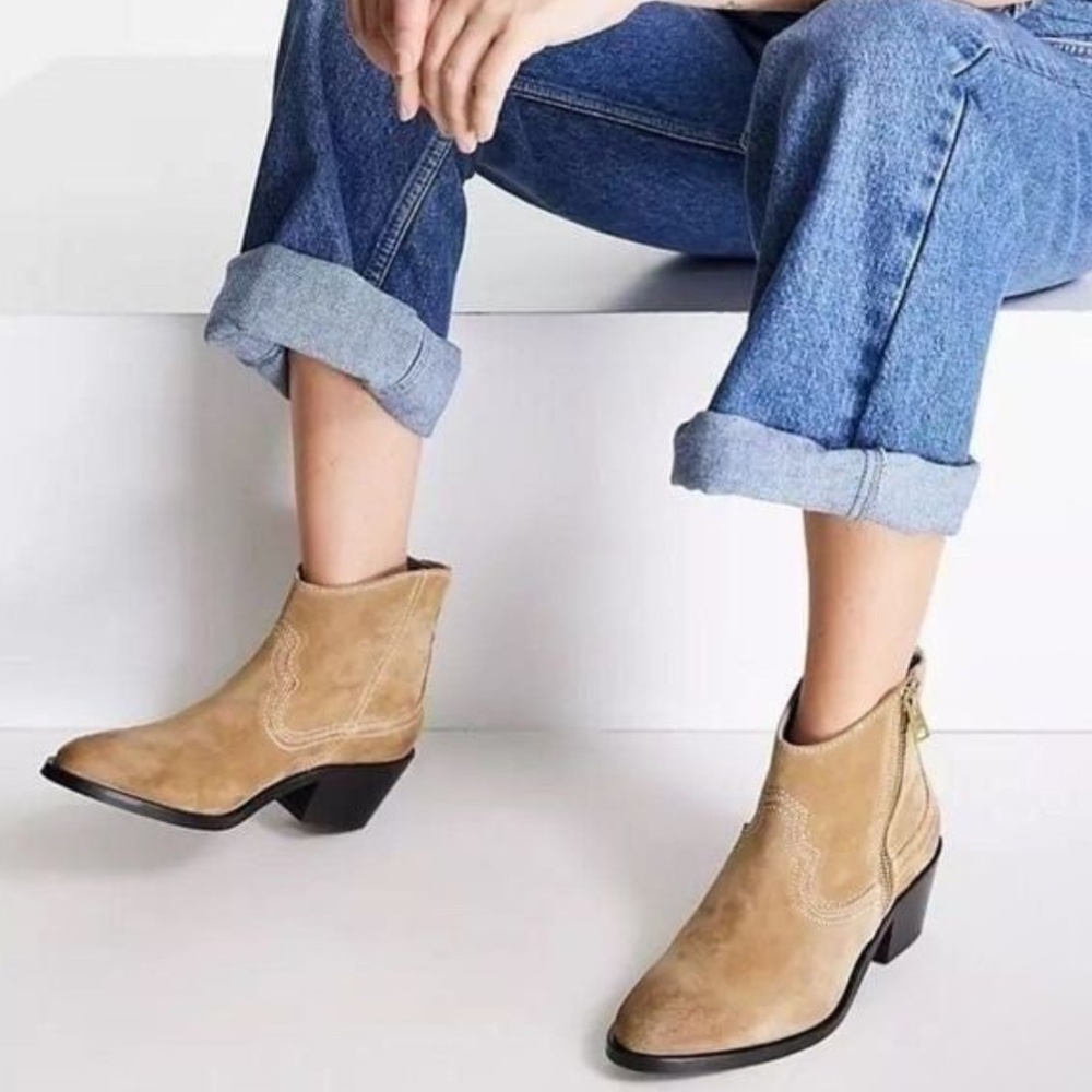 All saints Carlotta suede western ankle boots
